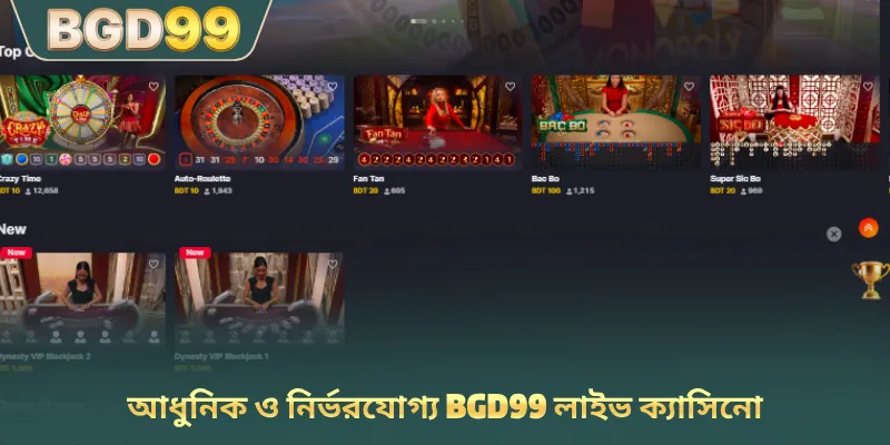 আধুনিক ও নির্ভরযোগ্য BGD99 লাইভ ক্যাসিনো