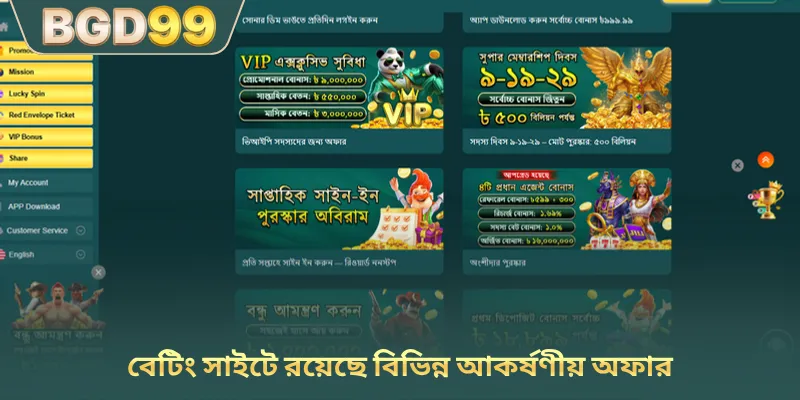 বেটিং সাইটে রয়েছে বিভিন্ন আকর্ষণীয় অফার